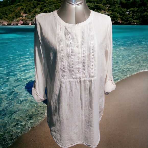 Tommy Hilfiger Tops - TOMMY HILFIGER | 🌹White Long Sleeve Tunic Blouse